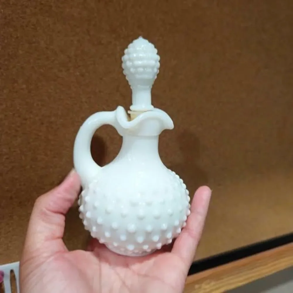 Vintage Avon Milk Glass Hobnail Cruet Bottle with Stopper